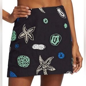 Rhode Ronan Mini Skirt with ocean embroidery
